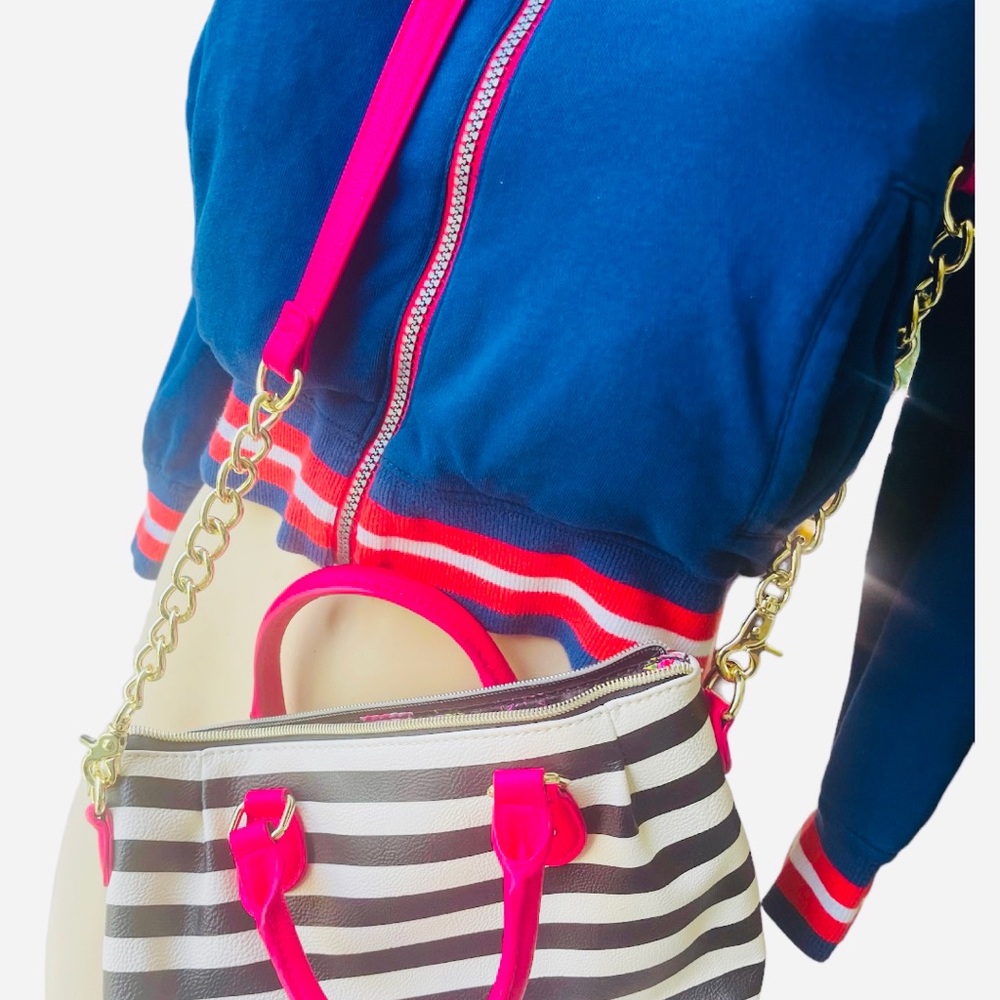 Betsey Johnson white black crossbody bag